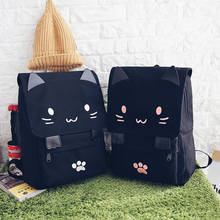 Mochilas escolares fofas de gato, mochilas de lona com estampa preta para adolescentes femininas, mochila feminina para laptop 2024 - compre barato