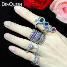 BeaQueen, дизайнерские разноцветные нежные штабелируемые кольца с кубическим цирконием и микрозакрепкой, украшения для помолвки и вечеринки R062 2024 - купить недорого