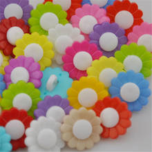 Botões de plástico com formato de girassol, 100 pçs, cores mistas, costura, botões infantis, frete grátis pt78 2024 - compre barato