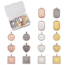 1 Box Cabochon Settings Alloy Rhinestone Pendants with Glass Cover Mixed Shapes Jewelry Accessories Blank Cameo Base Trays Bezel 2024 - buy cheap