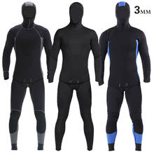 Roupa de mergulho com capuz 3mm, conjunto de duas peças de roupa de banho para homens, mergulho submarina, moletom térmico de neoprene 2024 - compre barato