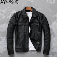 AYUNSUE 2021 new Leather Jacket Men Slim Short Real Cow Leather Coat Motorcycle Jackets Mens Clothing Chaqueta De Los Hombres 2024 - buy cheap