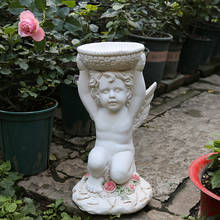 Полимерная статуя, маленький ангел, подъемная сковорода, фигурки, пейзаж, скульптура, открытый двор, садоводство, украшение, подарок a0324 2024 - купить недорого