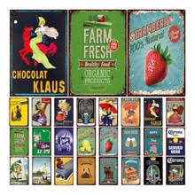 Placa Vintage de hojalata para decoración del hogar, placa Vintage de granja, verduras frescas, Chocolate, placa de pared con logotipo, Bar, granja 2024 - compra barato