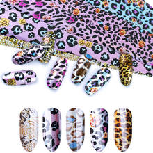 16pcs Holographic Nail Foils Leopard Transfer Stickers Flower Mix Design Starry Paper Manicure Wrap Adhesive Decal Nail DIY 2024 - buy cheap