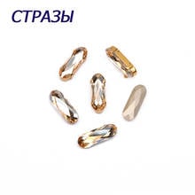 CTPA3bI Glitter Golden Shadow Color Sew On Rhinestones Baguette Shape Crystal Glass Sew On Claw Rhinestones For Wedding Dress 2024 - buy cheap