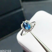 KJJEAXCMY-Anillo de plata de primera ley y Topacio azul para mujer, sortija ajustable, plata esterlina 925, piedra natural, estilo elegante 2024 - compra barato