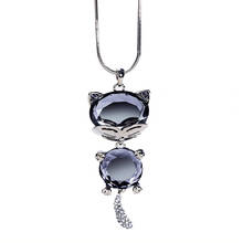 Cute Little Cat Crystal Necklace For Women Fine Crystal Cat Pendant 2024 - buy cheap