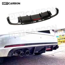 Carbon Fiber Rear Bumper Lip Diffuser With Lamp For Audi A4 S4 B9 Sline 2017 -2019 not For A4 Standard Fins Shark Style Spoiler 2024 - buy cheap