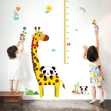 Giraffe Height Measure Wall Stickers For Kids Room Bedroom Decoration Cartoon Animals Growth Chart Wall Mural Art Diy Home Decal 2024 - buy cheap