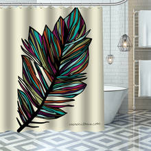 Занавеска для душа с перьями, водонепроницаемая тканевая декоративная Шторка для ванной, моющаяся, под заказ 2024 - купить недорого