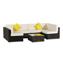 Patio Furniture Set 7 Pieces Patio PE Wicker Rattan Corner Sofa Set US Warehouse In Stock 2024 - buy cheap