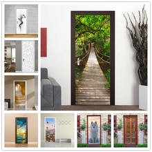 Наклейка на дверь, природа, домашний декор, водонепроницаемые обои для дверей, виниловая фреска, гостиная, спальня, клей, плакат, наклейки, наклейка 2024 - купить недорого
