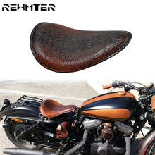 Motorcycle Solo Driver Seat Brown Alligator Leather For Harley Bobber Chopper Sportster XL 1200 883 Dyna Touring Road Glide 2024 - buy cheap