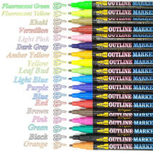 12/18colors Double Line Metallic Marker Pen DIY Album Scrapbooking Painting Sliver Glitter Outline Art Markers 2024 - buy cheap