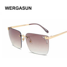 WERGASUN Fashion Square Rimless Sunglasses Women Brand Designer Sun Glasses Female One Piece Travel Gafa de sol 2024 - buy cheap