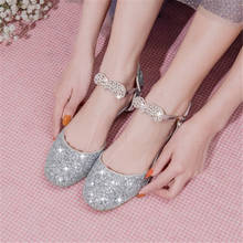 PXELENA Bling Bling Shiny Princess Dance Party Evening Shoes Low Heels Sequined Crystal Rhinestone Bride Wedding Pumps Women 43 2024 - buy cheap
