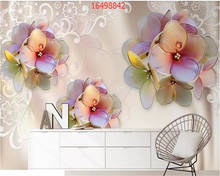 Beibehang personalizado moderno 3d diamante flor decoração fundo da parede 3d tv fundo papel de parede 2024 - compre barato