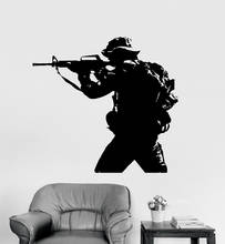Солдат, направленный на мишень силуэт, наклейки на стену, домашний декор, гостиная, спальня, военный ПВХ, настенные наклейки, фрески G757 2024 - купить недорого