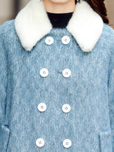 Abrigo de lana auténtica para mujer, chaqueta de Alpaca con cuello de piel de visón, ropa para mujer, abrigo de lana, abrigo femenino 2020 2024 - compra barato