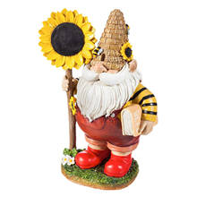 Figuras de resina naughty bee girassol, estátua de gnome para jardim, decoração de jardim, elfos, presente 2024 - compre barato