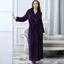 Roupão feminino de flanela para inverno, robe de banho grosso de lã coral, pijama para corpo, toalha de banho para spa 2024 - compre barato