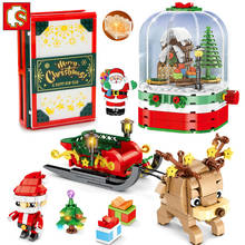 Sembo-ideias de casa de amigos, bonecos de blocos de construção, ideias para meninas, casa de inverno, livro de natal, santa fé, rena, trenó 2024 - compre barato