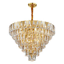 Novo aço inoxidável lustre de cristal sala estar redonda ouro luxo villa decoração da lâmpada restaurante quarto iluminação 2024 - compre barato