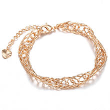 Pulseira de ouro rosa para mulheres 585, pulseira fashion torcida ondulada, comprimento ajustável, presente hcb36 2024 - compre barato