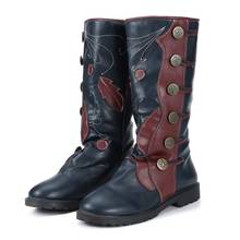 PXELENA Vintage Punk Riding Knight Boots Knee High Ladies Shoes Button Metal Slip On Low Heels Comfort Casual Long Boots Rome 2024 - buy cheap