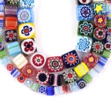 Millefiori Flower Mix Color Square Shape Flat Lampwork Glass Beads For Jewelry Making 4/6/8mm Spacer Loose Beads Diy Craft 15" 2024 - buy cheap