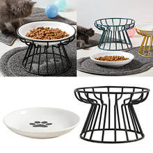 Ceramic Cat Elevated Bowls Raised Food W/ Iron Stand For Small Pet Cat Kitten 2024 - buy cheap