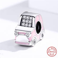 Compatible con pulsera de plata de ley 925 Original para mujer, cuentas de coche rosas, S925, dijes de sedán de viaje para fabricación de joyas 2024 - compra barato