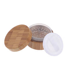 Recipiente vazio para pó, 30ml, maquiagem cosmética de bambu para pó solto, caixa suporte com tampas escumadoras e esponja para pó 2024 - compre barato