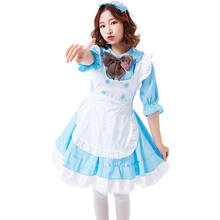 Blue And White Japanese Style Women Maid Cosplay Female Halloween Bar Cafe Waitress Costume Carnival Purim Role Play Party Dress 2024 - buy cheap