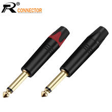 2Pcs Smooth Black 1/4" Zinc Alloy Nickle Audio Plug Connector 6.35mm Jack Mono Assembly Microphone adapter Phone Jack Unbalance 2024 - buy cheap