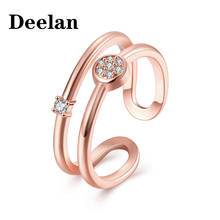 DEELAN Fashion ring for Women Party Rose Gold color Open Cuff Rings Jewelry girls Wedding bridal Austrian Crystal Ring jewellery 2024 - buy cheap