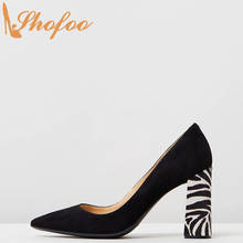 Sapato salto alto estampado preto, zebra, mulheres, bico pontudo, tamanhos grandes 14, 15, sapatos maduros, moda verão 2024 - compre barato