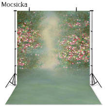 Mocsicka-Fondo de fotografía floral Rosa estilo dibujado a mano, fondo verde, decoración de retrato para niños, accesorios para estudio fotográfico 2024 - compra barato