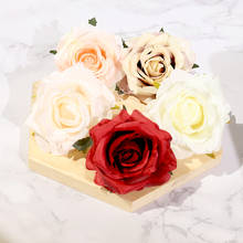 Cabezas de flores artificiales de seda de rosas blancas, Decoración de mesa para boda, fiesta en casa, caja de corona artesanal, álbum de recortes, flores falsas, 5 uds. 2024 - compra barato
