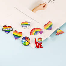 8 Styles LGBT Designs Rainbow Heart Enamel Pins Cartoon Brooches Metal Pins Badges Lapel Pins For Jewelry Gift Women Shirt Bags 2024 - buy cheap