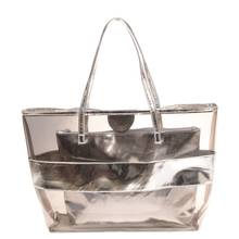 Bolso de playa transparente de pvc para mujer, bolsa grande de hombro de lujo, de compras, plateado, 2019 2024 - compra barato