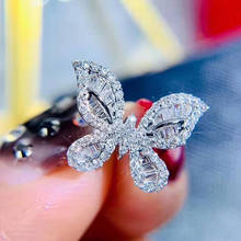 Новое поступление, кольцо с кристаллами в виде бабочек в виде животных из стерлингового серебра 925 пробы, ослепительное кольцо AAA с большим цирконием для женщин, кольцо с сердечками anel 2024 - купить недорого
