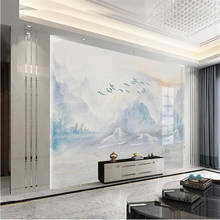 Milofi custom 3D wallpaper mural ink painting rivers and mountains landscape marble stone stone burnt porcelain background wall 2024 - buy cheap