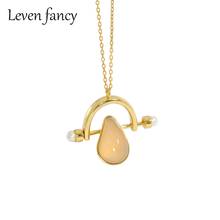 925 Sterling Silver Natural Gemstone Drop Pendant Necklace Gold Chain Teardrop Pink Rose Quartz Semi-precious Stone Necklace 2024 - buy cheap