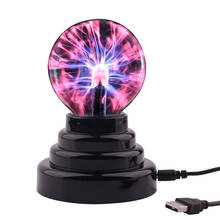 Lámpara LED de bola de Plasma con Base mágica negra, luces de bola de Plasma con batería USB, esfera táctil, lámpara de noche para fiesta, regalo decorativo para el hogar 2024 - compra barato