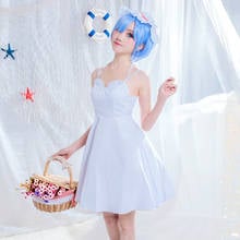 Vestido de Anime Re de alta calidad: Life in a different world from zero Rem, con cordones, disfraz de Cosplay para mujer + sombrero 2024 - compra barato