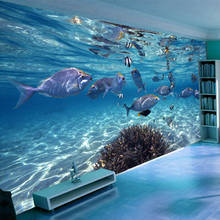 Papel de parede 3d autoadesivo, à prova d'água, mundo subaquático, foto de peixe, quarto de criança, banheiro 2024 - compre barato