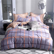 Purple Ground Grid Bedding Set Duvet Cover Set Pillowcase Home Textiles 2/3pcs Bed Linen King Queen Size Dropship 2024 - buy cheap