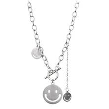 Fashion Stainless Steel Neck Chain Smile Happy Face Clavicle Chain Men And Women Couple Necklace Hot Sale 2024 - buy cheap